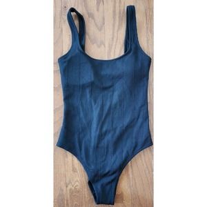 NWTs Aerie Babewatch Ribbed Black One Piece Swim Suit Size Small Tall Long Torso